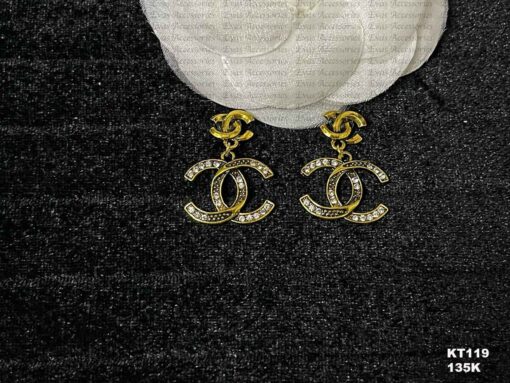 Kt119 khuyên tai hợp kim đính đá sang trọng cho nữ